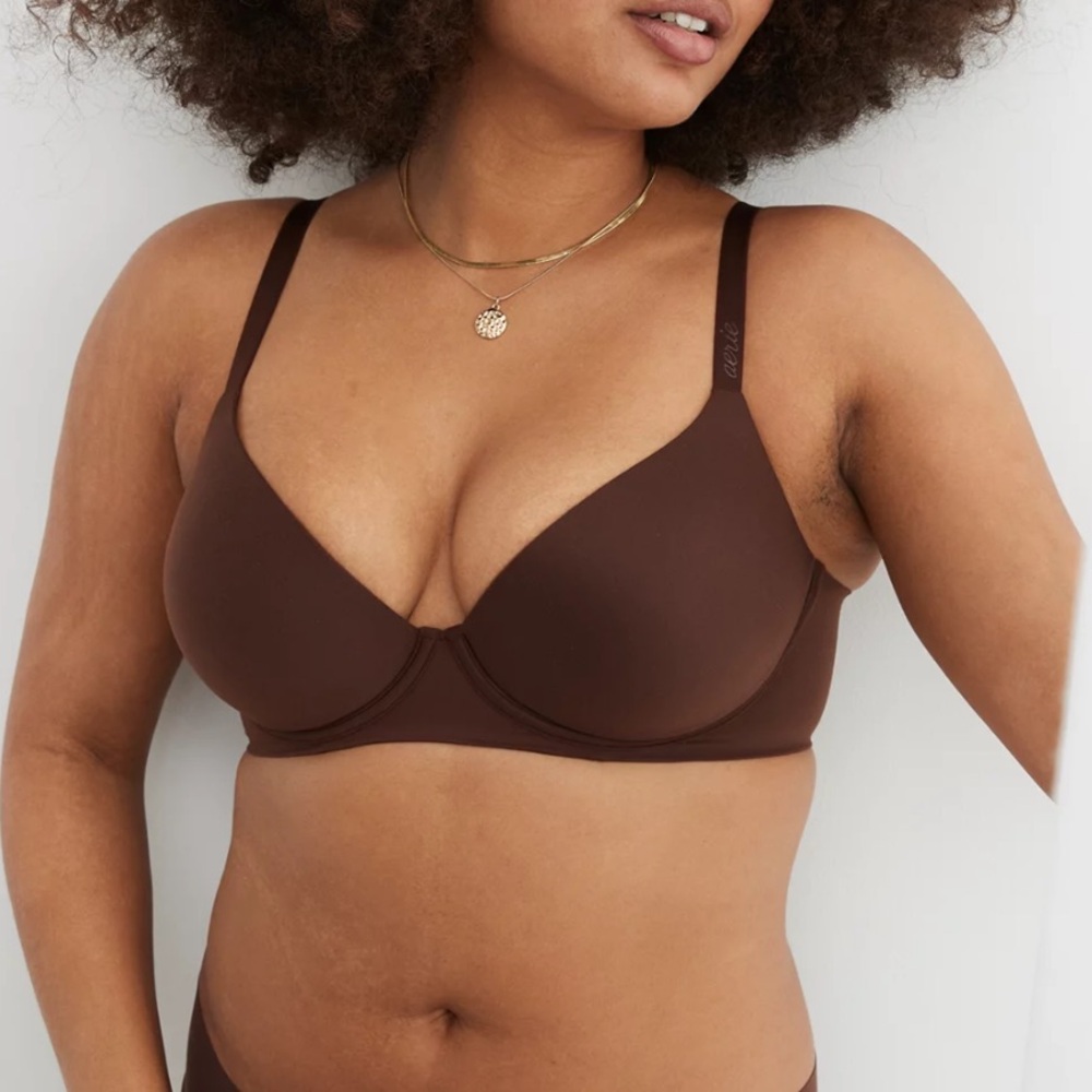 🎀Aerie smoothez pull on plunge  Brown  Bra